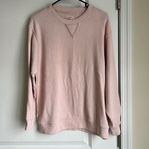 Aerie Pink Waffle Oversized Shirt